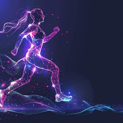 Fototapeta premium Abstract banner of personal fitness in futuristic styles, promoting health and wellness, banner best copy space