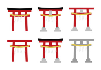 鳥居のイラストセット