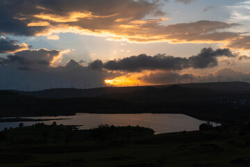 sunset over the lake