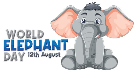 Cute cartoon elephant celebrating World Elephant Day.