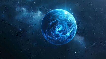 Fototapeta premium Astronomers discover an exoplanet that orbits a pulsar, resulting in neonblue radiation that lights up the night sky