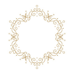 Vector round floral frame with ivy leaves decoration. Vintage style ivy stems wreath.