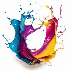 Colorful paint splashes in the shape of U - obrazy, fototapety, plakaty