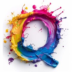 letter Q from colorful paint, white background - obrazy, fototapety, plakaty