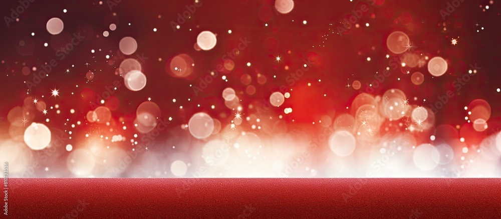 Aufkleber A festive Christmas card featuring sparkling bokeh lights on a red canvas background with a winter holiday theme and a cheerful New Year message Image with copy space