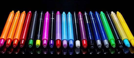 A vibrant assortment of marker pens arranged on a separate background with a clippable path The markers are vivid and there is extra space available for designing or merging images Copy space image