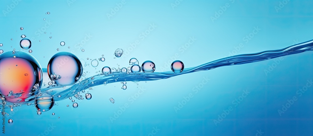 Aufkleber an image featuring a copy space with a vibrant blue background and lively bubble splash