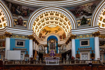 Internal view of the monumental parish church of St Mary dedicated to the Assumption of Our Lady,...