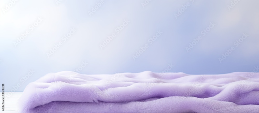 Poster soft fluffy light violet periwinkle blanket on a white cotton texture background ample copy space im