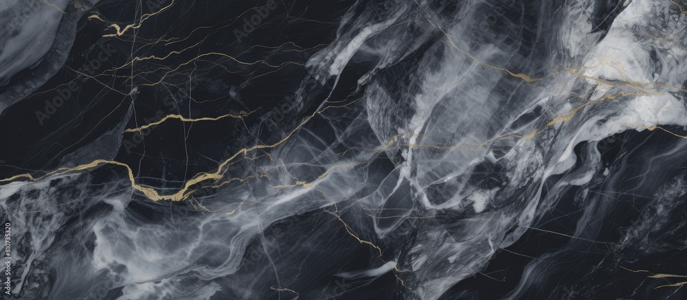 Poster The abstract black background showcases a grey marble texture providing a visually captivating copy space image