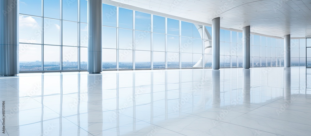 Aufkleber A modern office building with an empty marble floor providing ample copy space for images