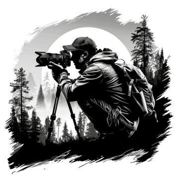 Wildlife photographer logo. AI Generative