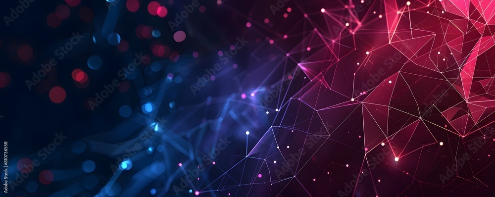 Wall mural blue technology background with network connections and digital data connection, web banner design f