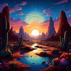 sunset in the mountains