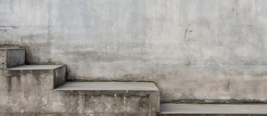 An image showing a side view of worn and aged concrete stairs with empty space for text or other elements. Creative banner. Copyspace image