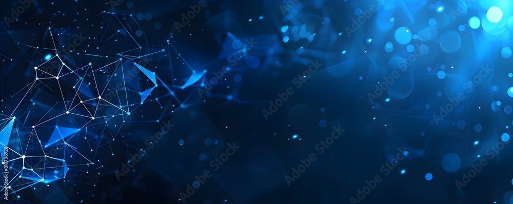 Sticker blue technology background with network connections and digital data connection, web banner design f
