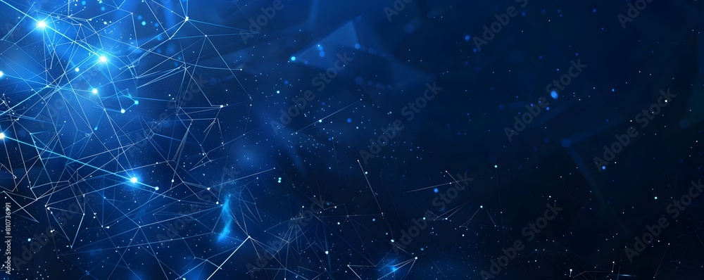 Wall mural blue technology background with network connections and digital data connection, web banner design f