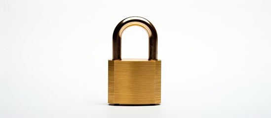 A padlock is captured in a copy space image against a plain white backdrop