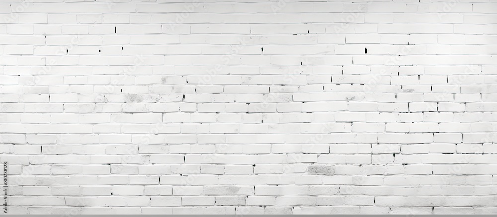 Poster A horizontal photo of a pristine white brick wall with an abstract texture serves as the background offering ample copy space for any desired content