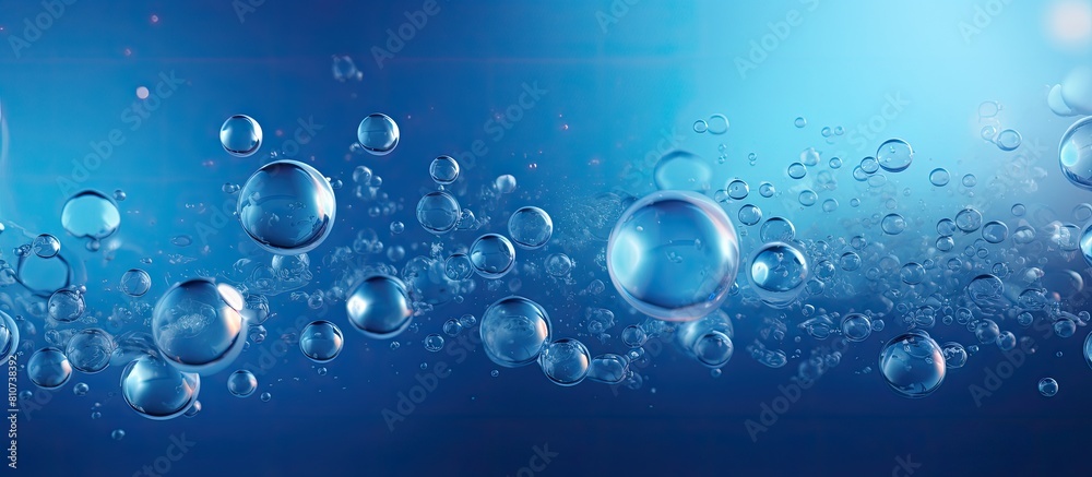 Aufkleber A vibrant blue backdrop with a captivating display of bubble motion creating an enchanting copy space image