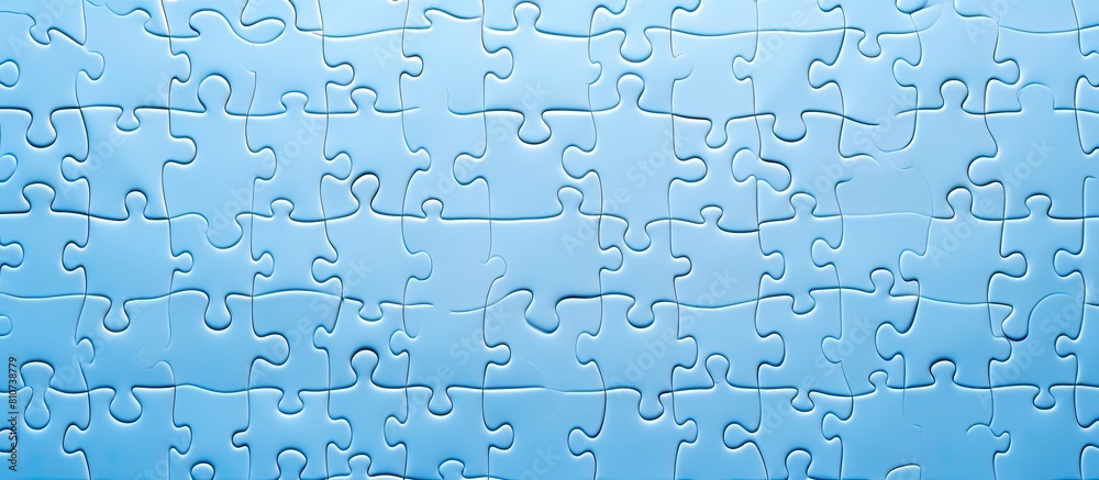 Aufkleber texture photo with copy space image of a folded white jigsaw puzzle on a blue plastic surface