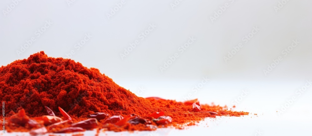 Poster a white background with a raw organic red saffron spice providing ample copy space for text or other
