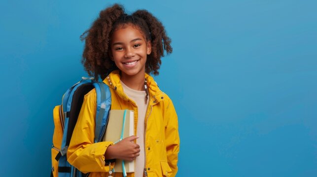 Schoolgirl with Yellow Backpack