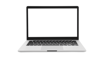 Laptop isolated on transparent white background, clipping path