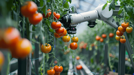 Robot AI technology harvests tomatoes to improve efficiency  - Generated by Generative AI