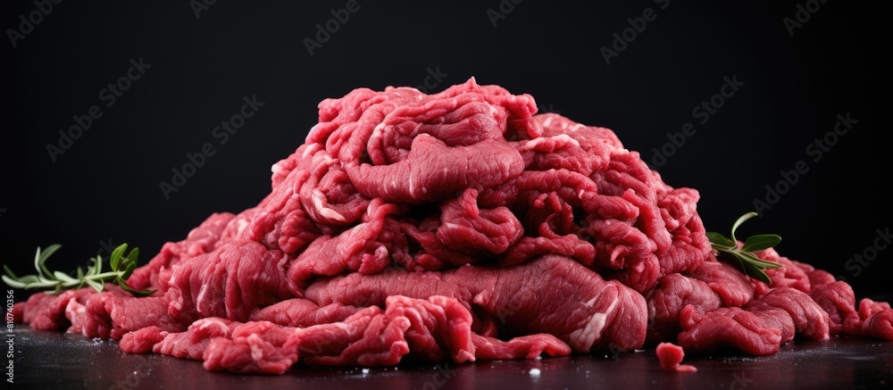 Aufkleber a fresh ground meat mixture of raw beef and lamb showcased as a copy space image against a white bac