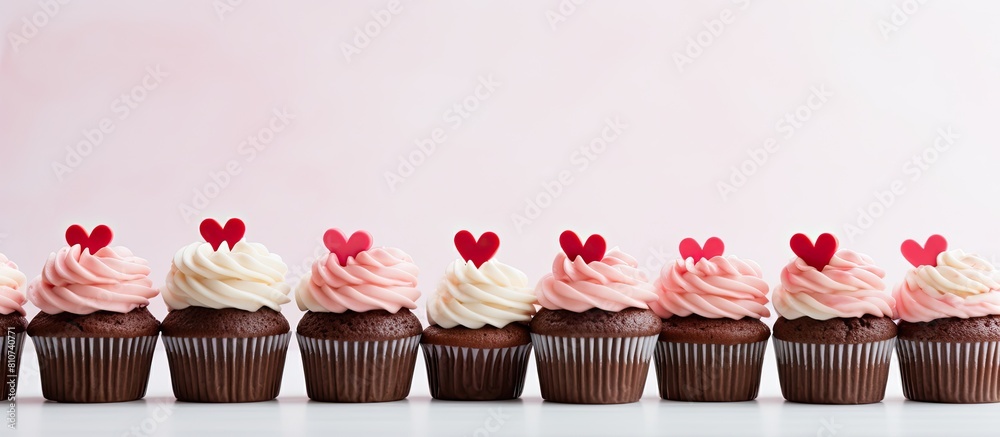 Aufkleber valentine s day themed chocolate cupcakes displayed on a light background providing ample room for t
