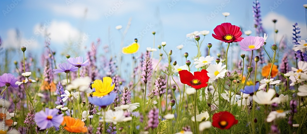 Aufkleber a vibrant summer meadow filled with colorful flowers and fragrant herbs creating a picturesque lands