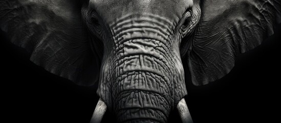 The monochrome background complements the unique texture of the elephant s skin creating a captivating copy space image