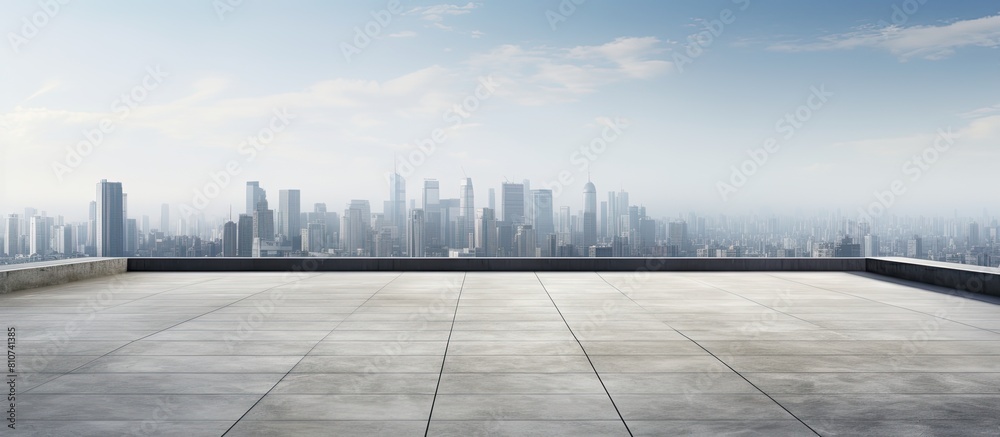 Leinwandbilder empty concrete square surrounded by a panoramic skyline and buildings perfect for a copy space image