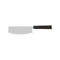 Sushikiri or sushi knife. Japanese kitchen knife flat design vector illustration isolated on white background. A traditional Japanese kitchen knife with a steel blade and wooden handle.