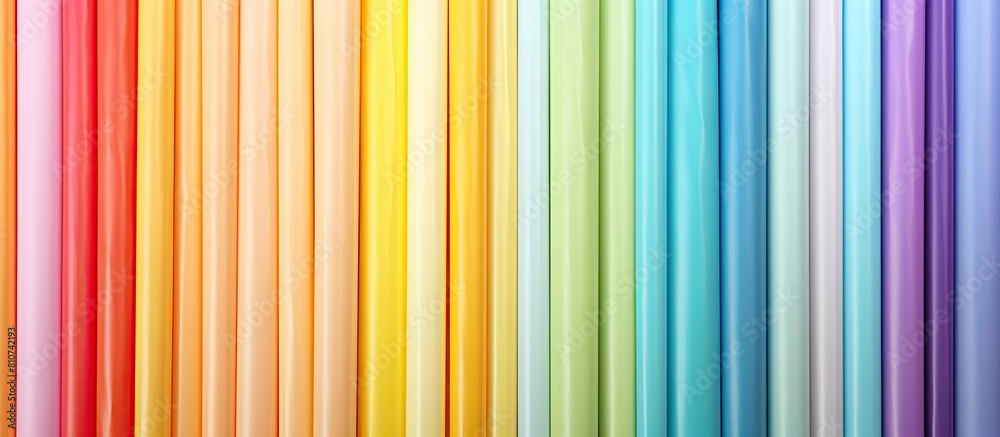 Aufkleber Abstract rainbow colored pattern texture of pastel straws on a colorful straw art background Perfect for use as a copy space image 152 characters