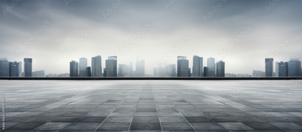 Aufkleber an empty road with a modern building in the background provides a captivating copy space image