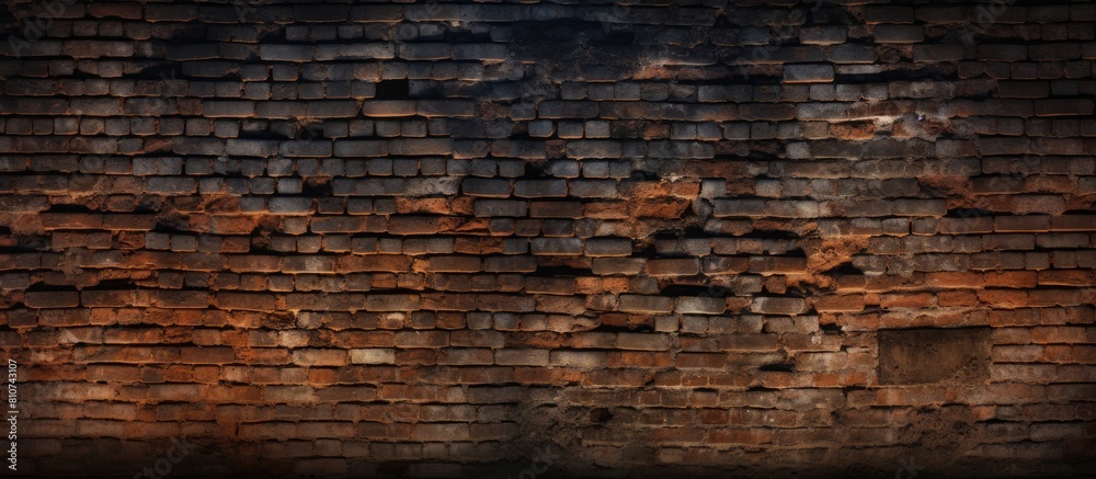 Poster An aged dimly lit brick wall with a repetitive pattern providing space for copy or images. Creative banner. Copyspace image