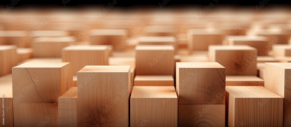 Poster The wooden cubes contain written information and are presented in the form of a copy space image