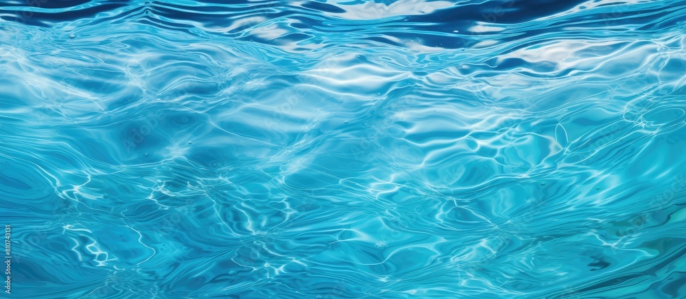 Poster A high resolution background image of a swimming pool filled with water featuring a textured abstract or rippling wave pattern. Creative banner. Copyspace image