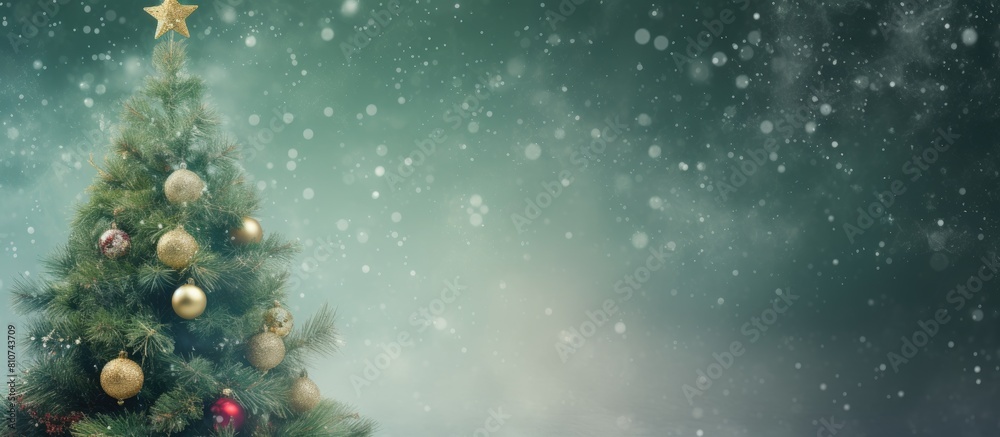 Aufkleber a beautifully adorned christmas tree stands against a softly blurred backdrop forming a delightful b