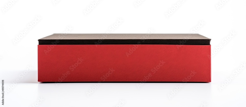 Aufkleber a small handmade cardboard box with a red and black color scheme is isolated on a white background o