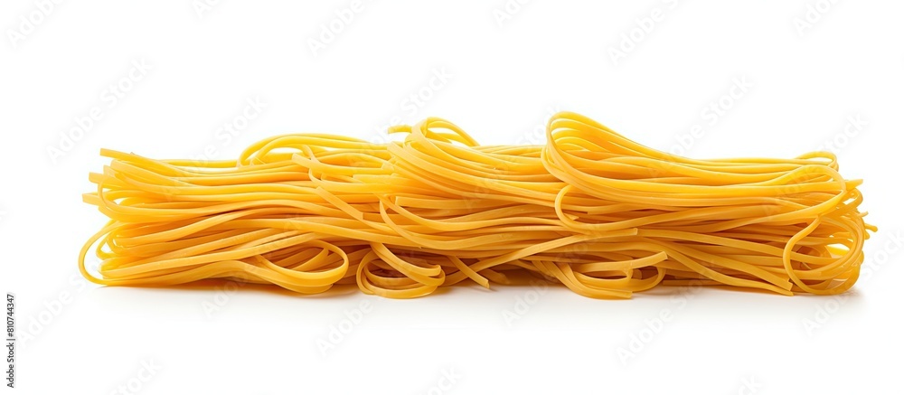 Aufkleber A group of spaghetti noodles arranged on a white background with ample copy space for adding additional images or text