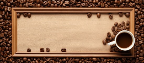 A coffee themed picture frame with a border providing ample empty space for inserting images