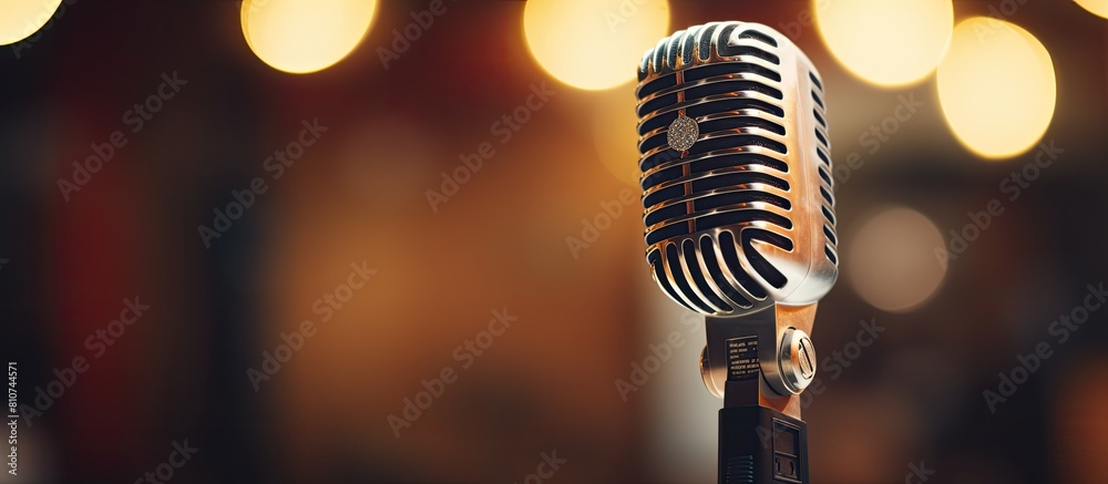 Aufkleber close up of a vintage style microphone with a tone that enhances its nostalgic appeal copy space ima
