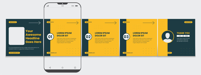 Set of LinkedIn carousel post, social media Instagram carousel post, modern and editable business carousel template design © Tarek Digital