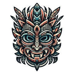 Fototapeta premium Tribal mask traditional totem symbol colorful tattoo in the style of the ancient tribes
