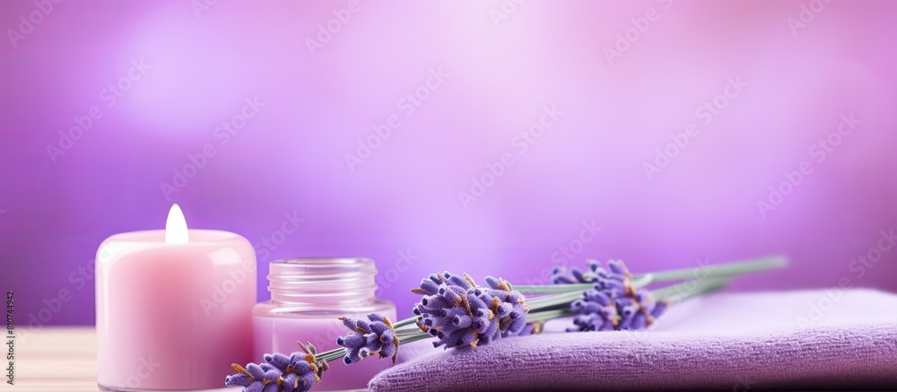 Poster spa treatments concept with lavender theme isolated on a vibrant background creating an eye catching