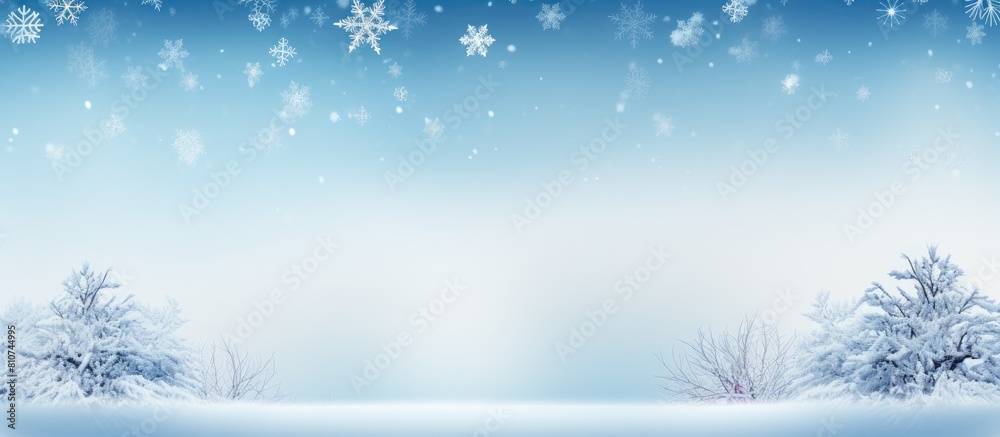 Poster a beautiful winter themed border with a snowflake decorative frame set against a stunning blue froze