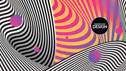 Naklejka premium Colorful wave line style background design.
